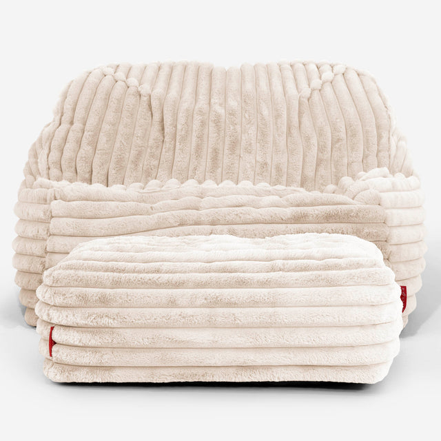 Puf Silla Encorvada - Pana de Felpa Ultra Crema 03