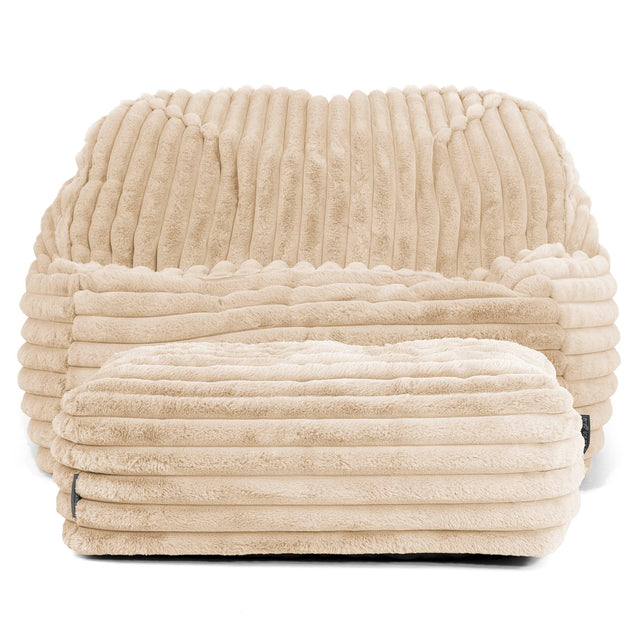 Puf Silla Encorvada - Pana de Felpa Ultra Crema 03