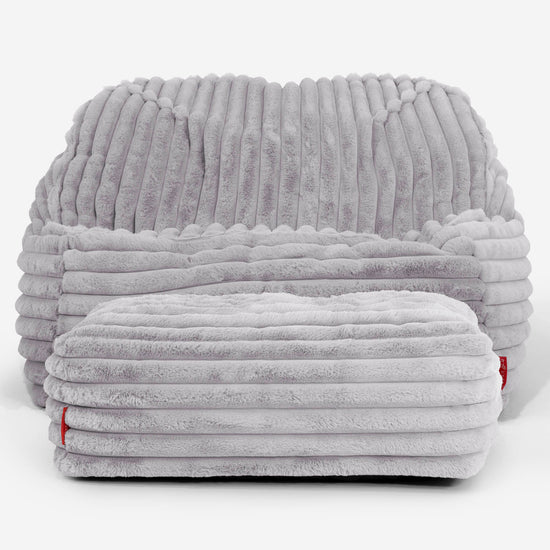 Puf Silla Encorvada - Pana de Felpa Ultra Gris 03