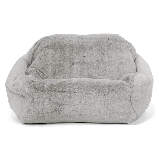 Puf Silla Sabina - Piel de Conejo Sintética Gris Claro 02