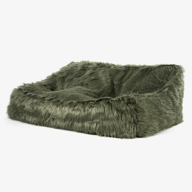 Puf Sillón Encorvado - Piel Sintética Mongola Verde salvia 01