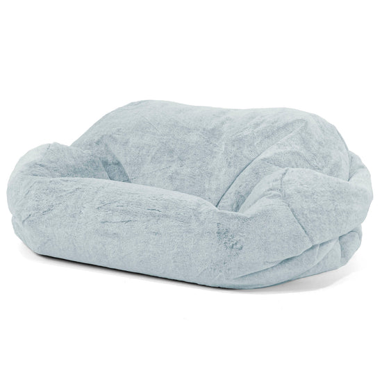 Puf Sofá Sabina - Piel de Conejo Sintética Azul Empolvado 01