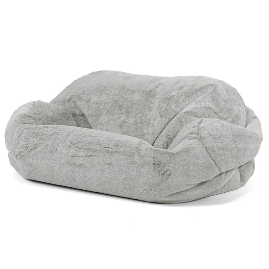 Puf Sofá Sabina - Piel de Conejo Sintética Gris Claro 01
