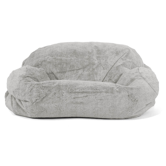 Puf Sofá Sabina - Piel de Conejo Sintética Gris Claro 02