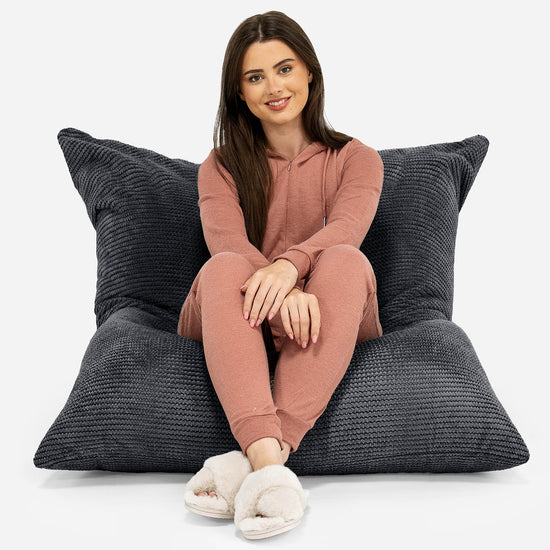 Puff Gigante Cama XL - Pompón Negro 02