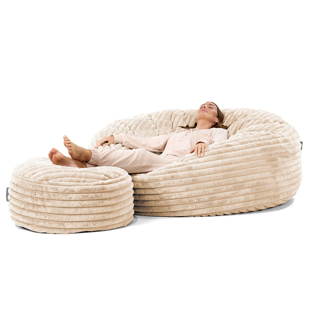 Puff Gigante 'Mega-Mamut' - Pana de Felpa Ultra Crema