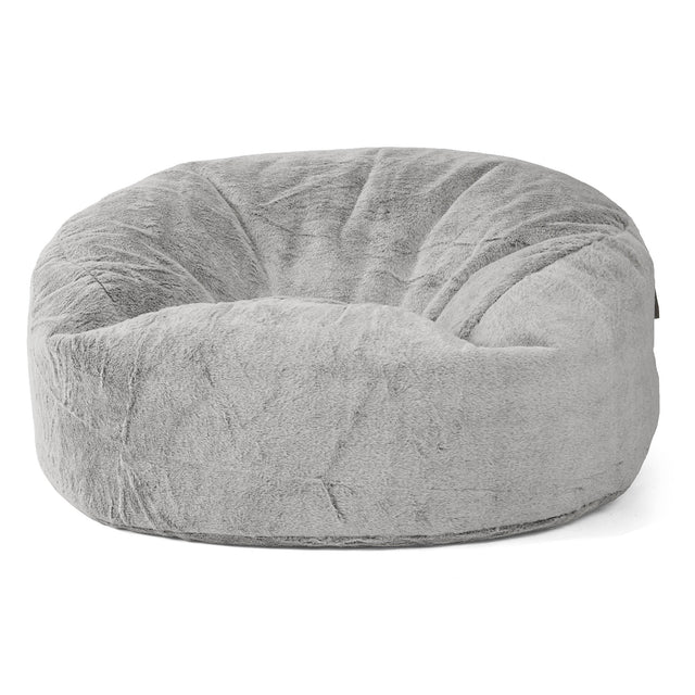 Puff Gigante Sofá 'Mamut' - Piel de Conejo Sintética Gris Claro 01