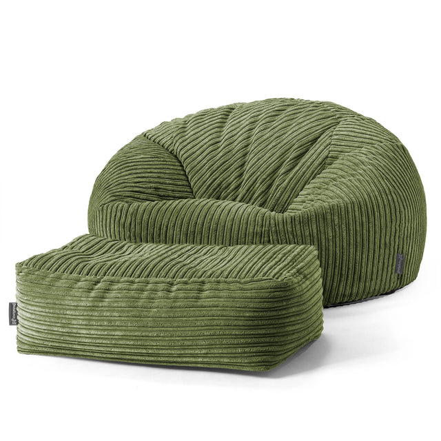 Puff Gigante Sofá Clásica - Pana Clásica Bosque Verde 02