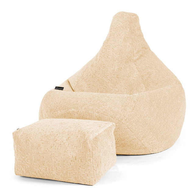 Puff Pera - Chenilla Premium Marfil 01