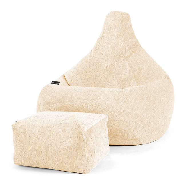 Puff Pera - Chenilla Premium Marfil 01