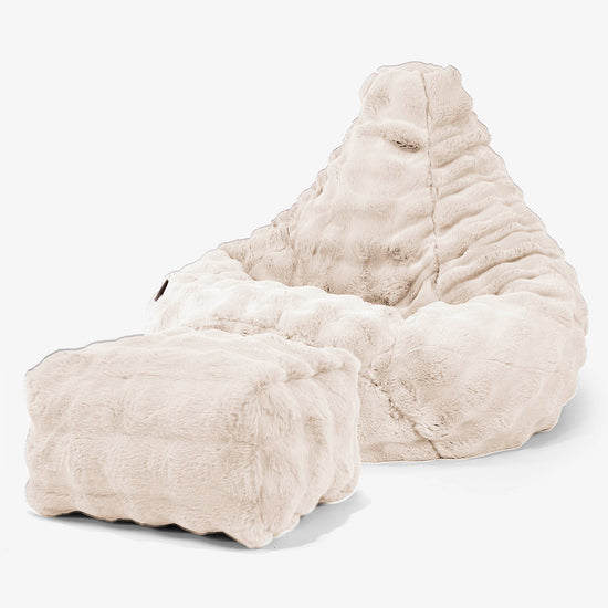 Puff Pera - Piel Sintética de Burbuja Crema 01