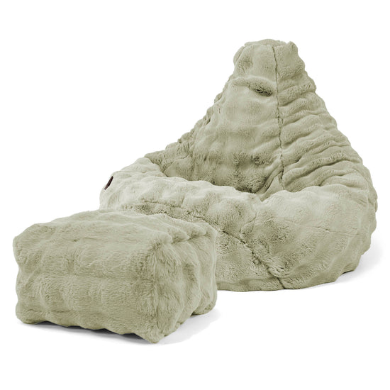 Puff Pera - Piel Sintética de Burbuja Verde Salvia 01