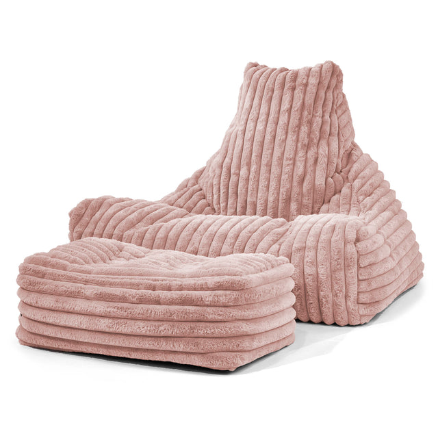 Puff Pera 'Relajarse' - Pana de Felpa Ultra Rosa Empolvado 02