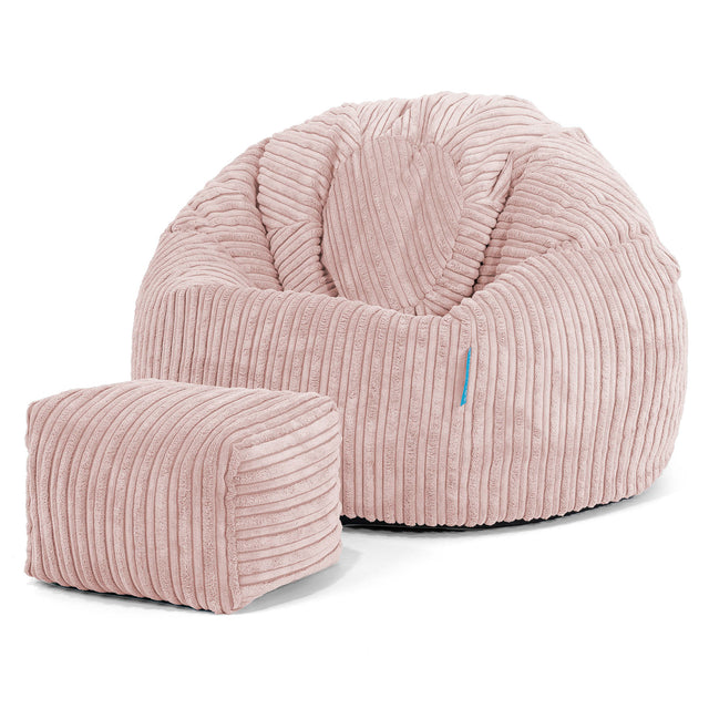Puff Redondo Infantil 1-5 años - Pana Clásica Rosa Claro 02