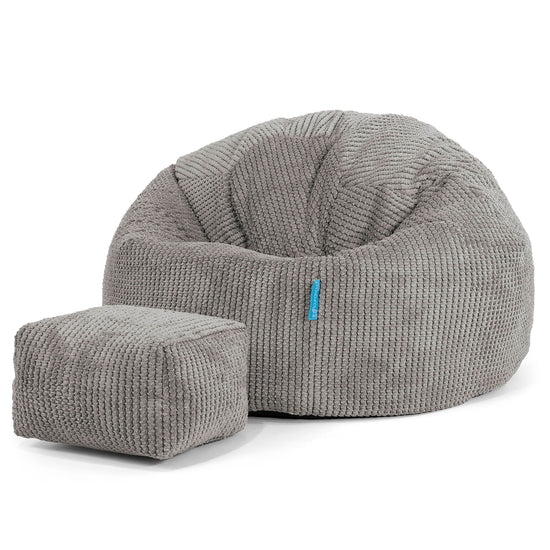 Puff Redondo Infantil 1-5 años - Pompón Carbón Gris 02