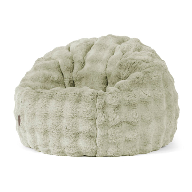 Puff Redondo - Piel Sintética de Burbuja Verde Salvia 01