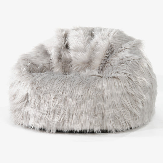 Puff Redondo - Piel Sintética Mongola Gris 01