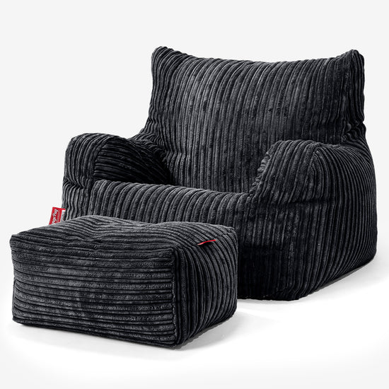 Puff Sillón Josephine - Pana Clásica Negro 02
