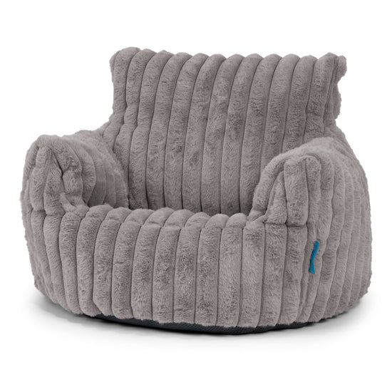 Puff Sillón para niños 1-3 años - Pana de Felpa Ultra Gris 01