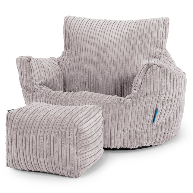 Puff Sillón para niños 1-3 años - Pana Clásica Gris Plata 02