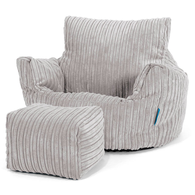 Puff Sillón para niños 1-3 años - Pana Clásica Gris Plata 02