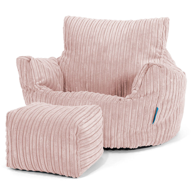 Puff Sillón para niños 1-3 años - Pana Clásica Rosa Claro 02