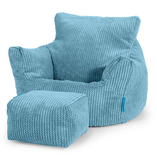 Puff Sillón para niños 1-3 años - Pompón Egeo Azul 02