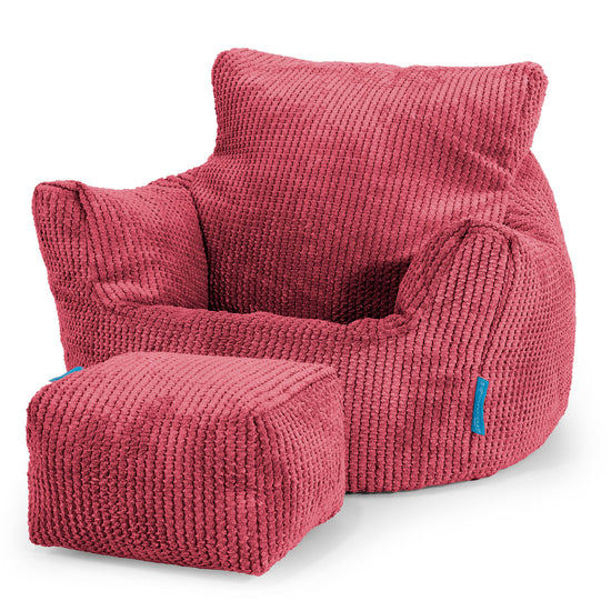 Puff Sillón para niños 1-3 años - Pompón Rojo pastel 02
