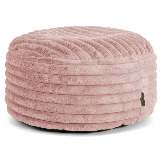Puff Taburete - Pana de Felpa Ultra Rosa Empolvado 01