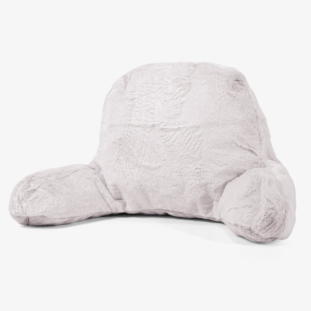 Almohada de Lectura de Alto Soporte - Piel de Conejo Sintética Rosa Empolvado