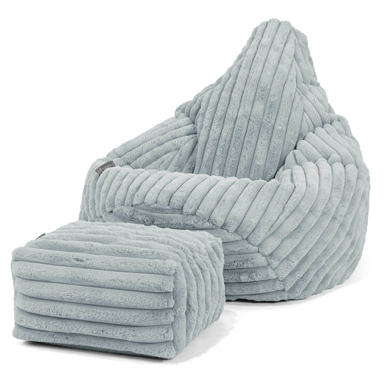 Silla De Juego Puf - Pana de Felpa Ultra Azul Huevo de Pato 01