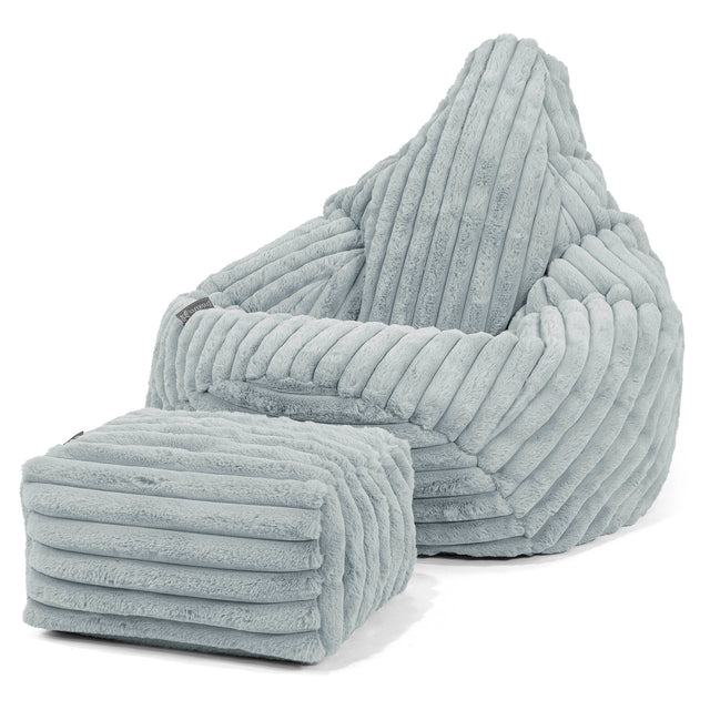 Silla De Juego Puf - Pana de Felpa Ultra Azul Huevo de Pato 01
