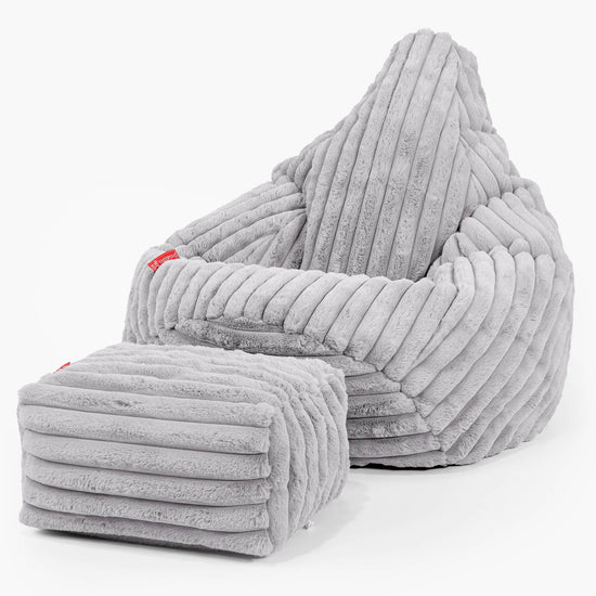 Silla De Juego Puf - Pana de Felpa Ultra Gris 01