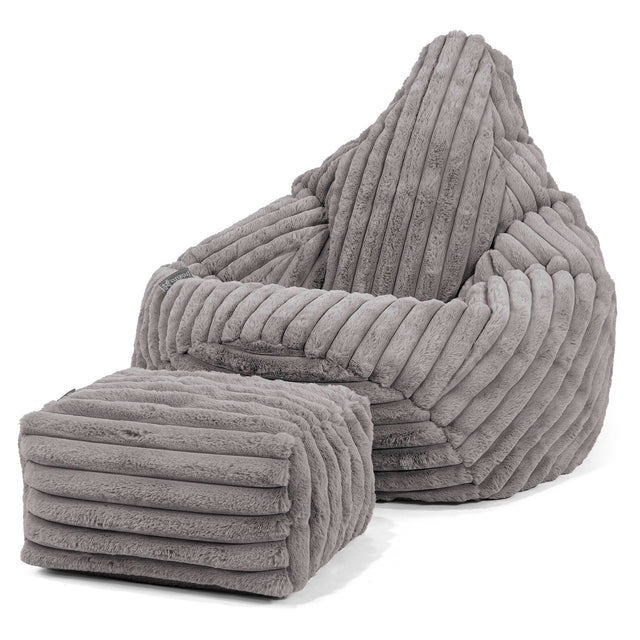 Silla De Juego Puf - Pana de Felpa Ultra Gris 01