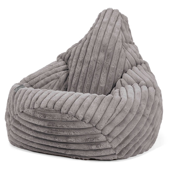 Silla De Juego Puf - Pana de Felpa Ultra Gris 02