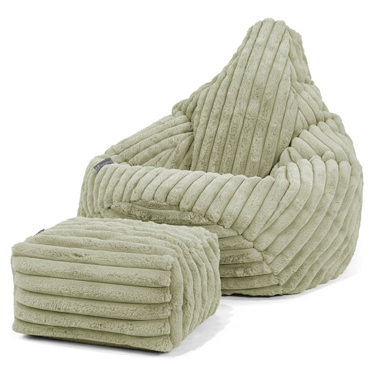 Silla De Juego Puf - Pana de Felpa Ultra Verde Salvia 01