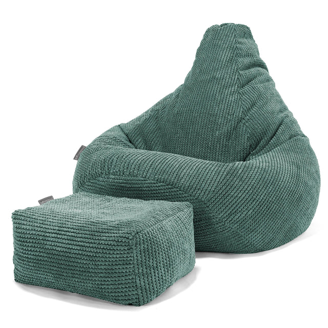 Silla De Juego Puf - Pompón Verde Musgo 01
