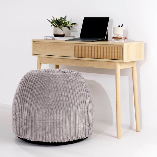 Silla Pouf de Oficina Ergonómica - Pana Clásica Gris Plata - 02