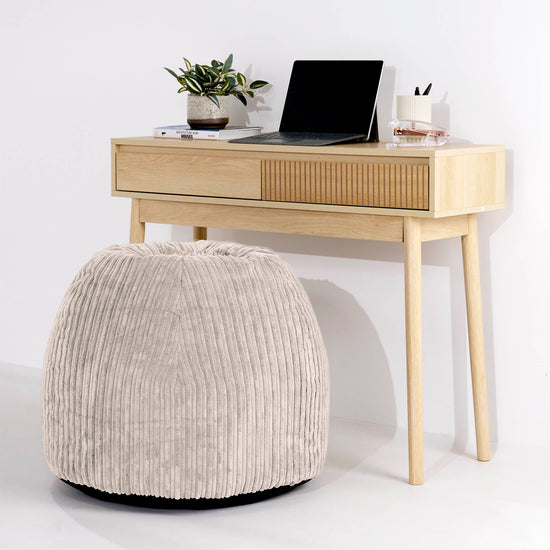 Silla Pouf de Oficina Ergonómica - Pana Clásica Marfil - 02