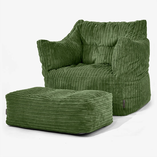 Sillón Puff Victor - Pana Clásica Bosque Verde 02