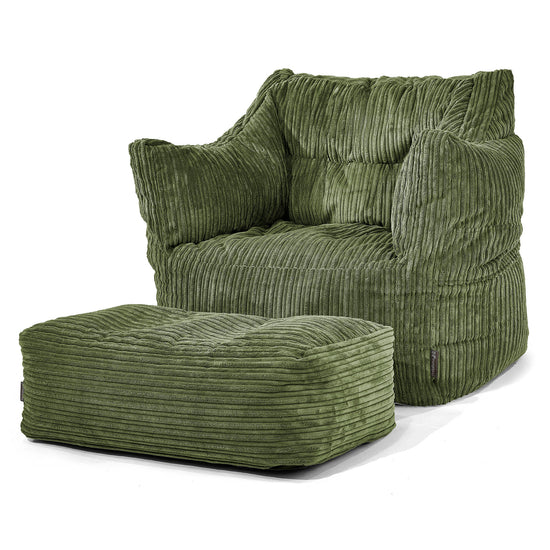 Sillón Puff Victor - Pana Clásica Bosque Verde 02