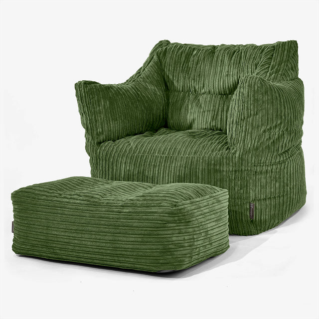 Sillón Puff Victor - Pana Clásica Bosque Verde 02