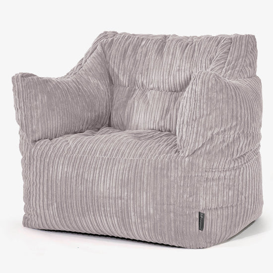 Sillón Puff Victor - Pana Clásica Gris Plata 01