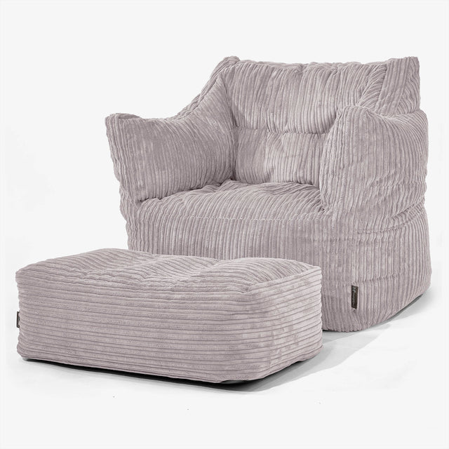 Sillón Puff Victor - Pana Clásica Gris Plata 02