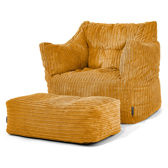 Sillón Puff Victor - Pana Clásica Miel Dorada 02