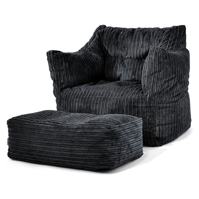 Sillón Puff Victor - Pana Clásica Negro 02