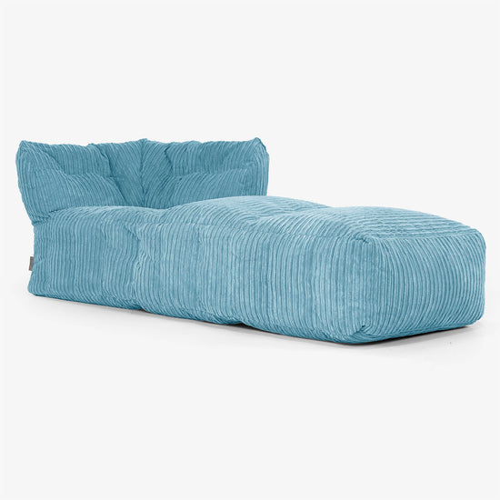 Sofá Modular Puf, Sección Chaise Derecha - Pana Clásica Egeo Azul 01