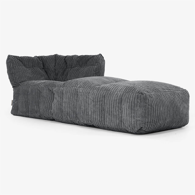 Sofá Modular Puf, Sección Chaise Derecha - Pana Clásica Negro 01