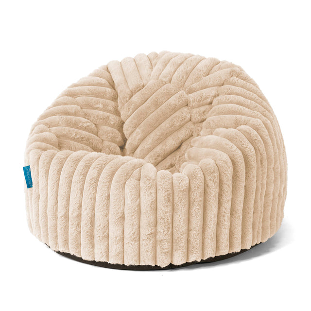 Puff Redondo Infantil 1-5 años - Pana de Felpa Ultra Crema 01