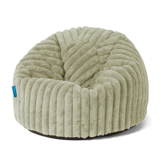 Puff Redondo Infantil 1-5 años - Pana de Felpa Ultra Verde Salvia 01